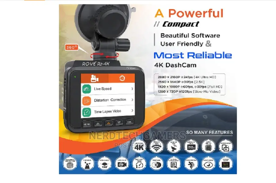 Rove R2- Dash Cam Built in Wifi GPS Car Top Dashboard