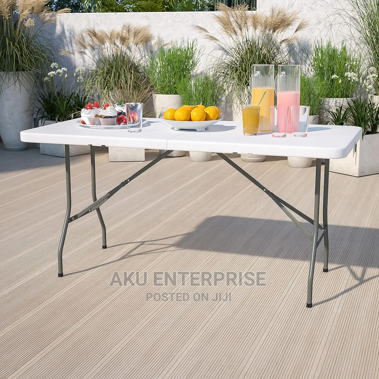6 Seater Foldable White Serving Party Study Table