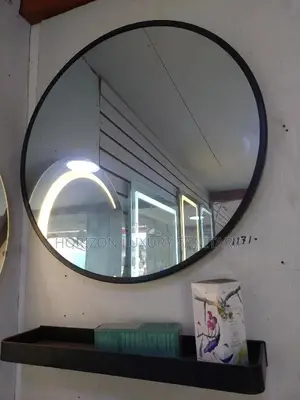 Round Matte Black High Definition Mirror