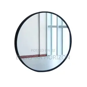 Round Matte Black High Definition Mirror