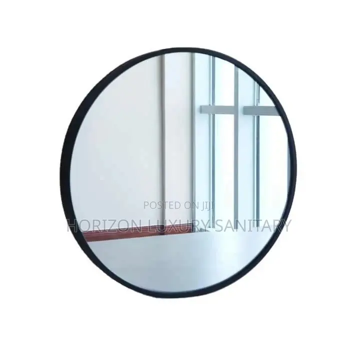 Round Matte Black High Definition Mirror