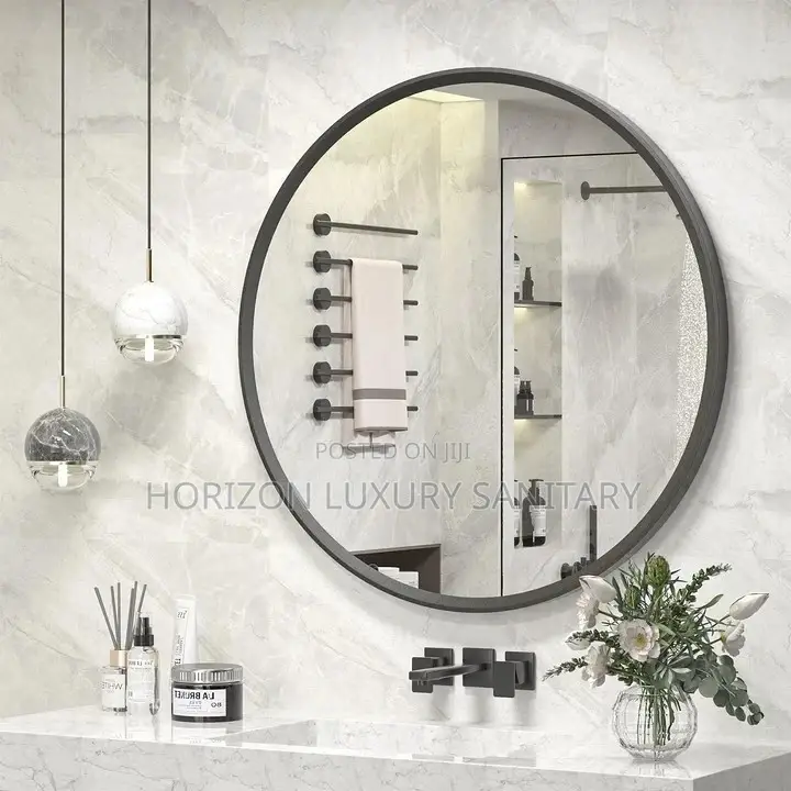 Round Matte Black High Definition Mirror