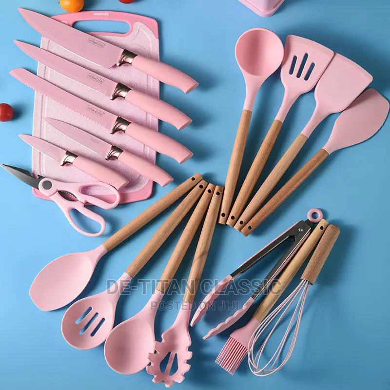 19pcs Silicone Kitchen Spoon and Knife With Chopping Board