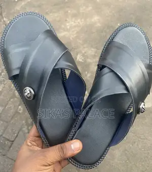 Black Leather Slippers