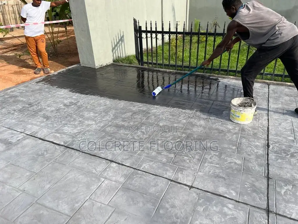 Black Ashlar Slate Stamped Concrete #11
