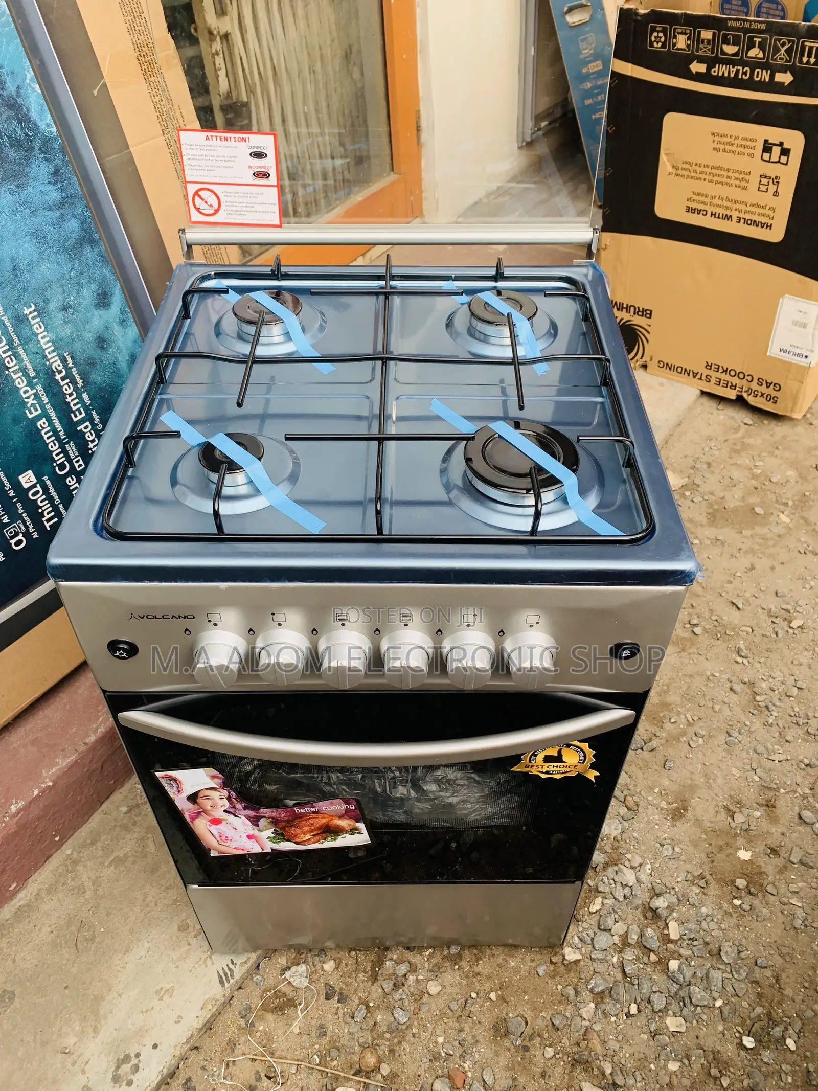 Acquire Elegant Volcano 4B Auto Ignition Gas Cooker Grill