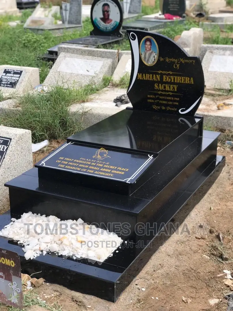 Granite Tombstone With White Stone