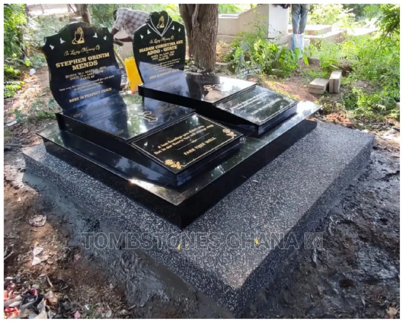 Double Granite Tombstone