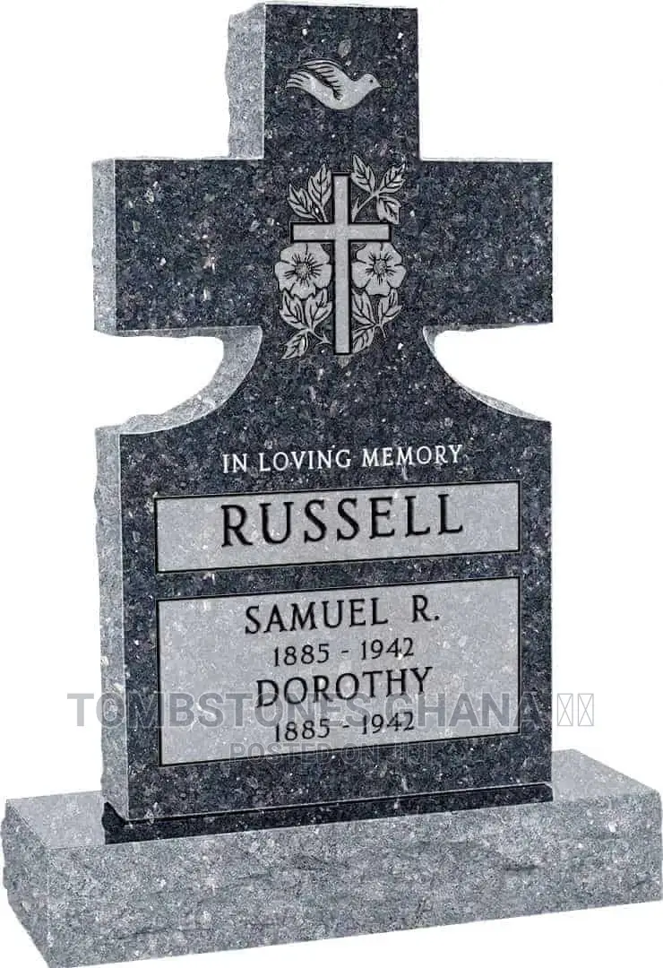 Cross Upright Headstone Polished