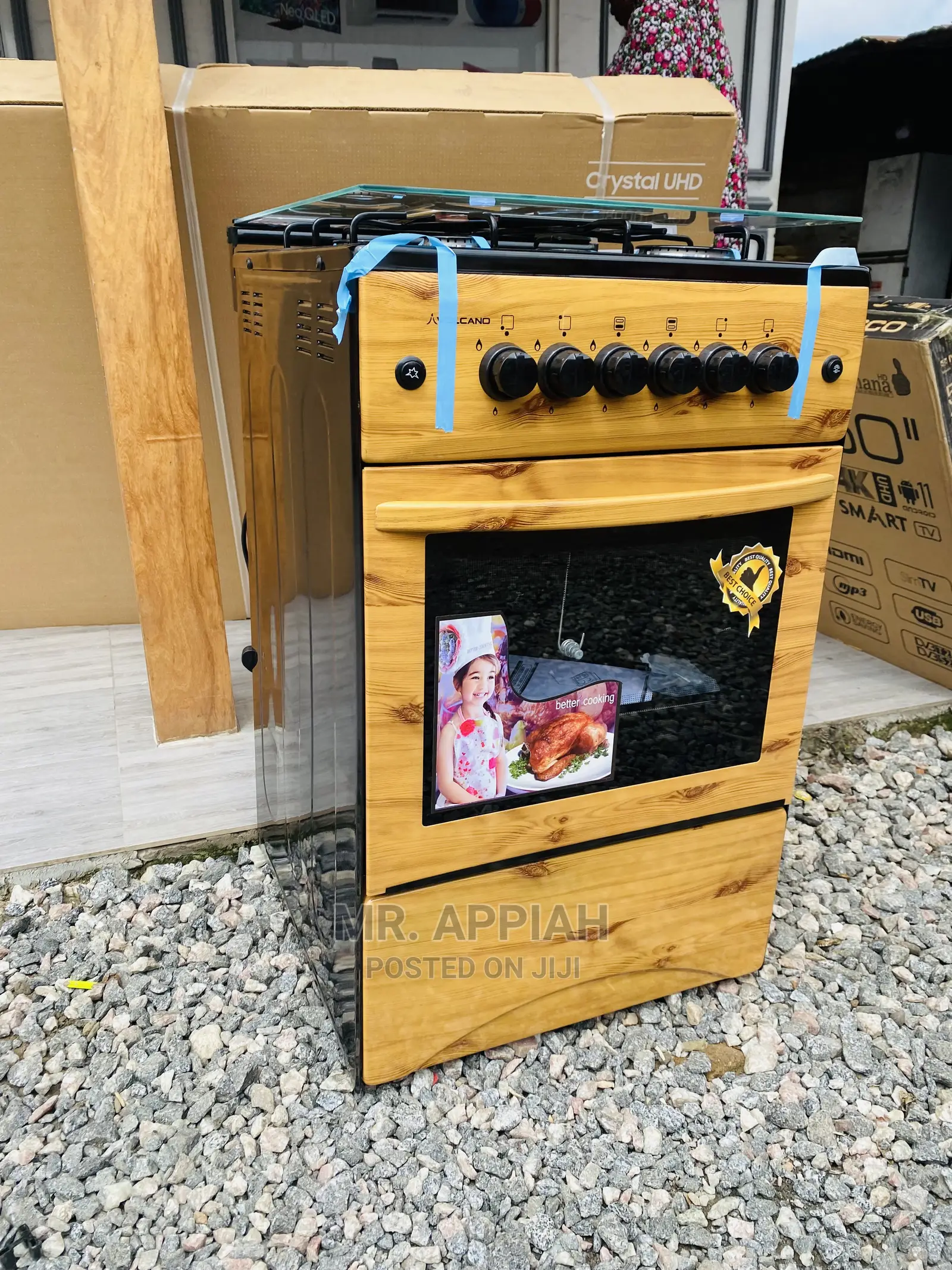 Original New Volcano Light Wooden(Ignition)4 Gas Burner.