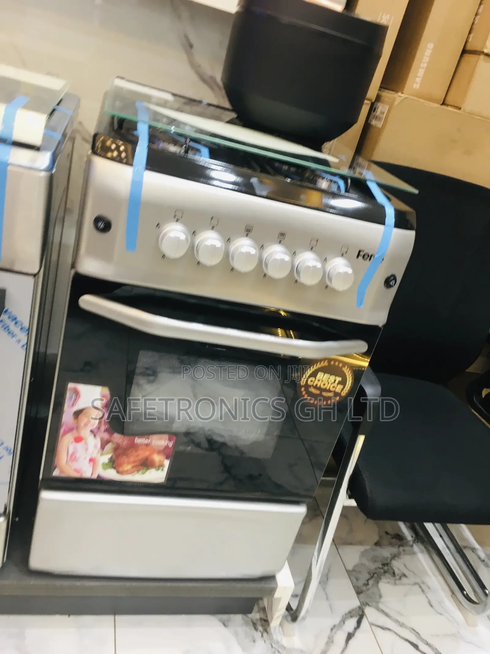 Quality Ferre 4 Gas Oven With Grill Sliver Cooker 50x55