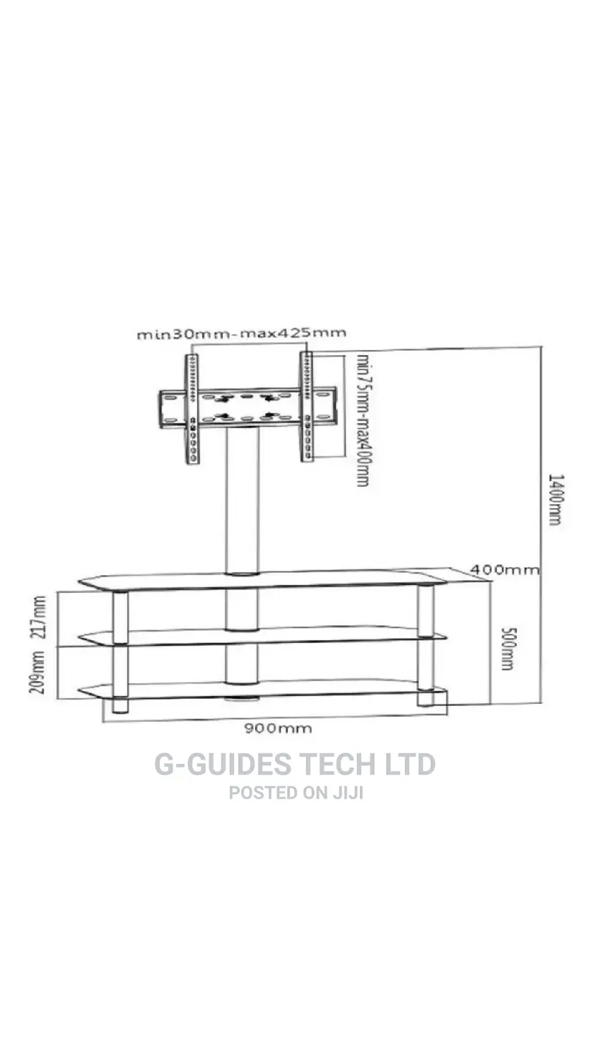 SH-355FS 3-Tier Corner-Notched With Tv Bracket 23"-55′′