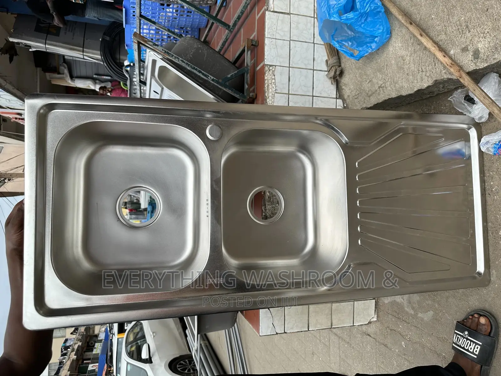 Cabinet Sink Silver-Double Bowl Single Arm+Accessories+Sink