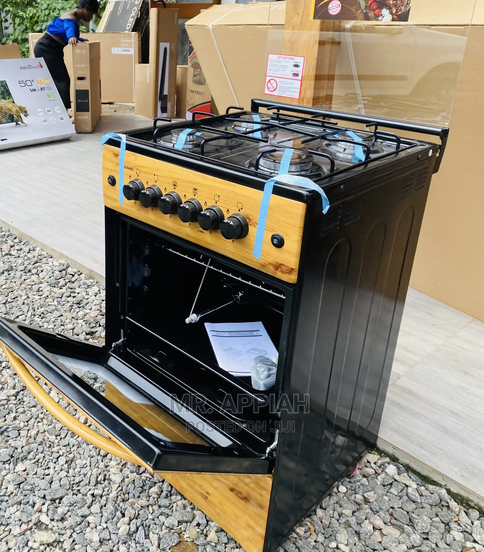 New Volcano Auto Ignition,Auto Rotisserie 4 Cooker(Wooden)