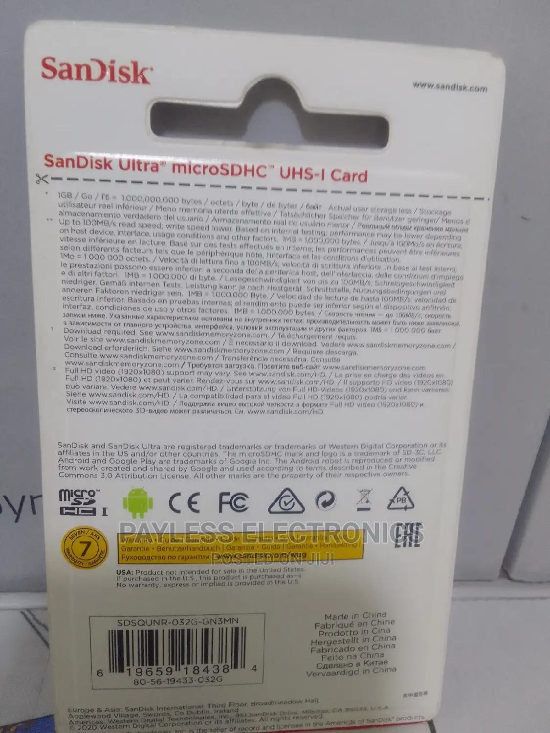 Sandisk Ultra Micro Memory Card 32gb
