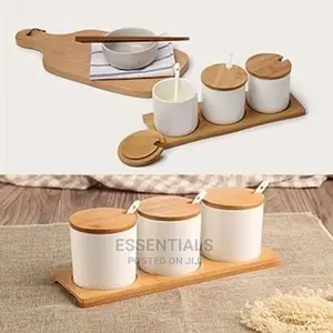 Set of 3 Ceramic Spice Pots Spice Serving Jars