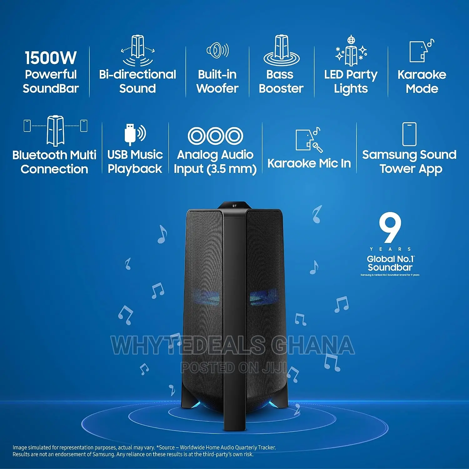 Samsung 1500watts Powerful Party Sound Tower-Bluetooth USB