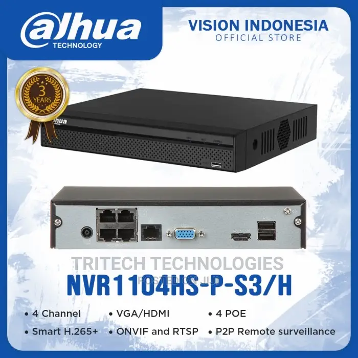 Dahua 4ch With Poe NVR Dhi-Nvr1104hs-P-S3/H