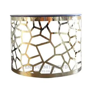 CENTER TABLE (Round Stainless Steel Design)STONE TOP