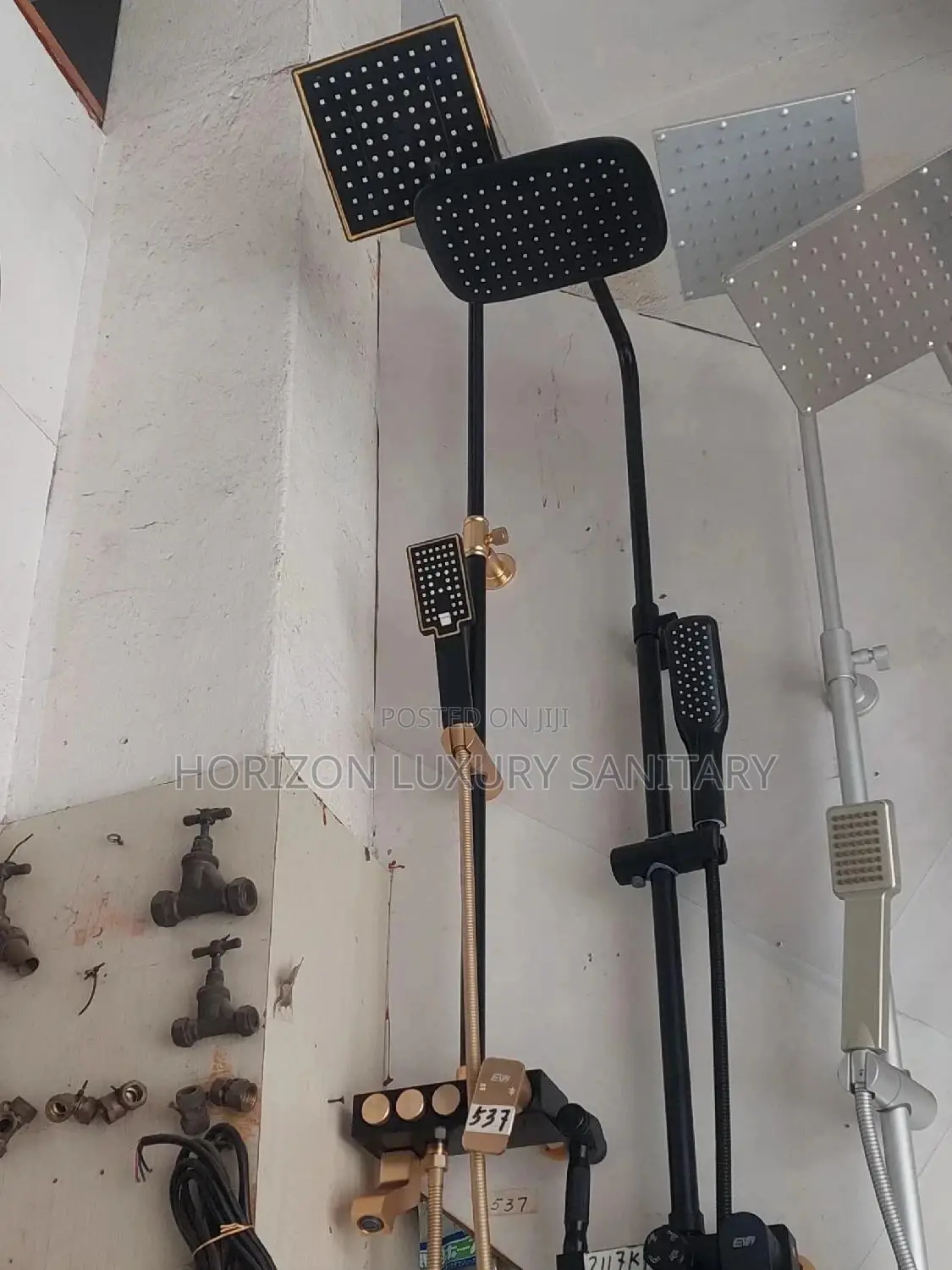 Black an Gold 3 in 1 Telephone Shower With Press Buttons