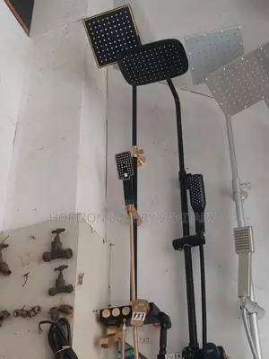 Black an Gold 3 in 1 Telephone Shower With Press Buttons