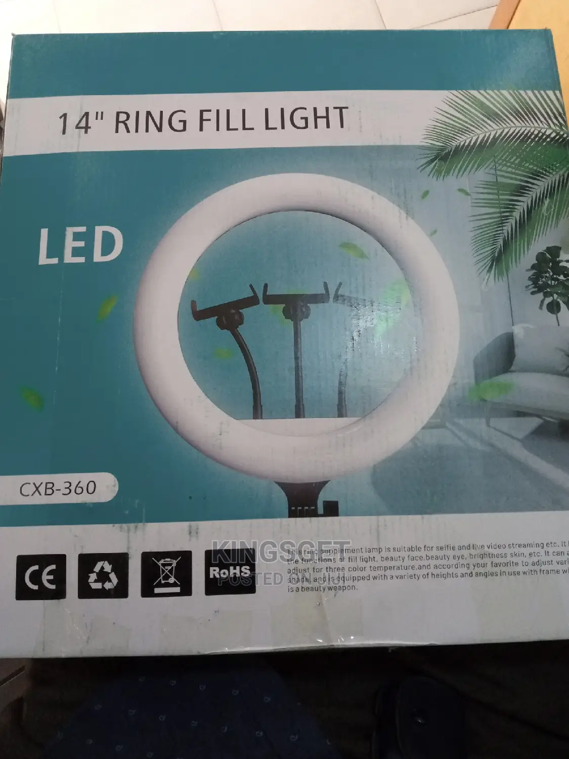 14 Inch 36cm Ring Light White Warm Yellow With Stand