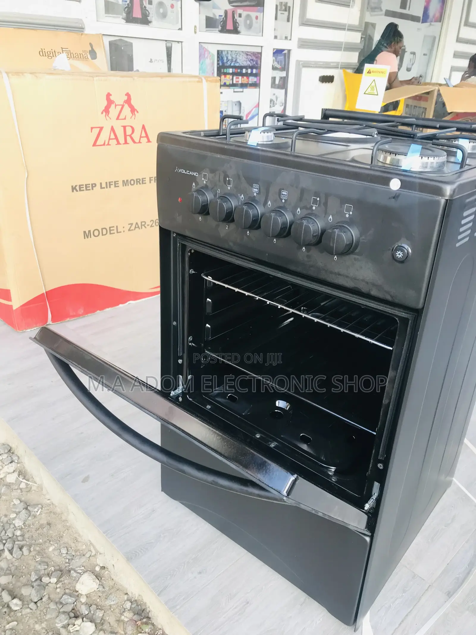 Newest Black Volcano Gas and Electric Cooker(3+1