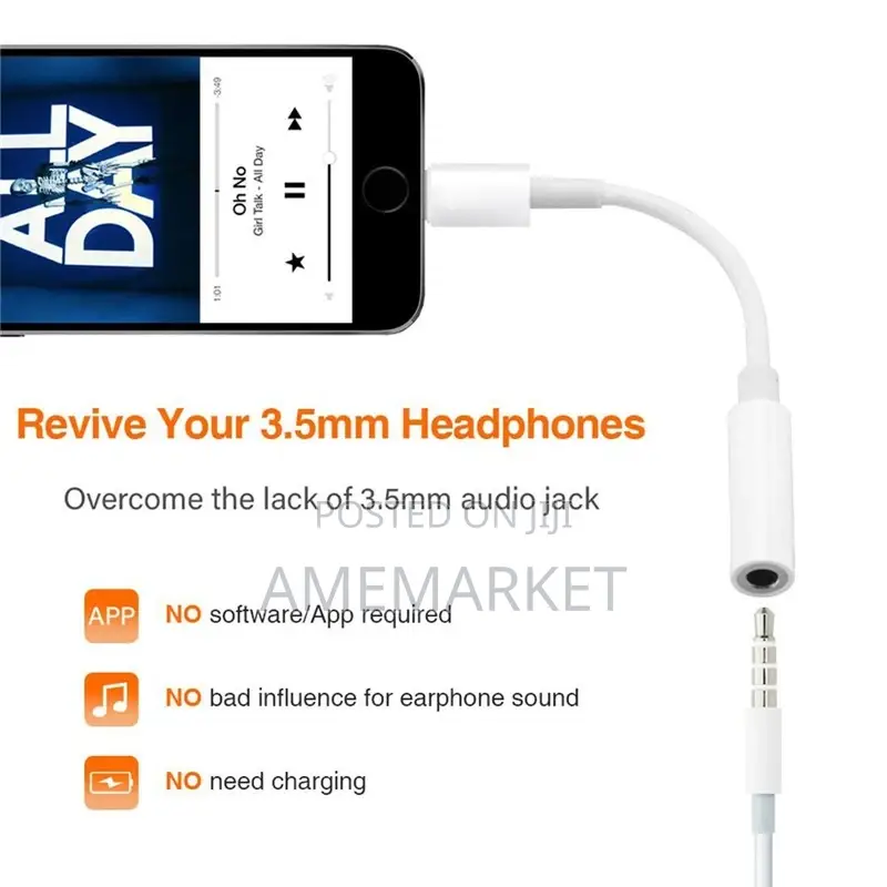 Lighting to 3.5mm Jack Adapter Headphones iPhone Converter