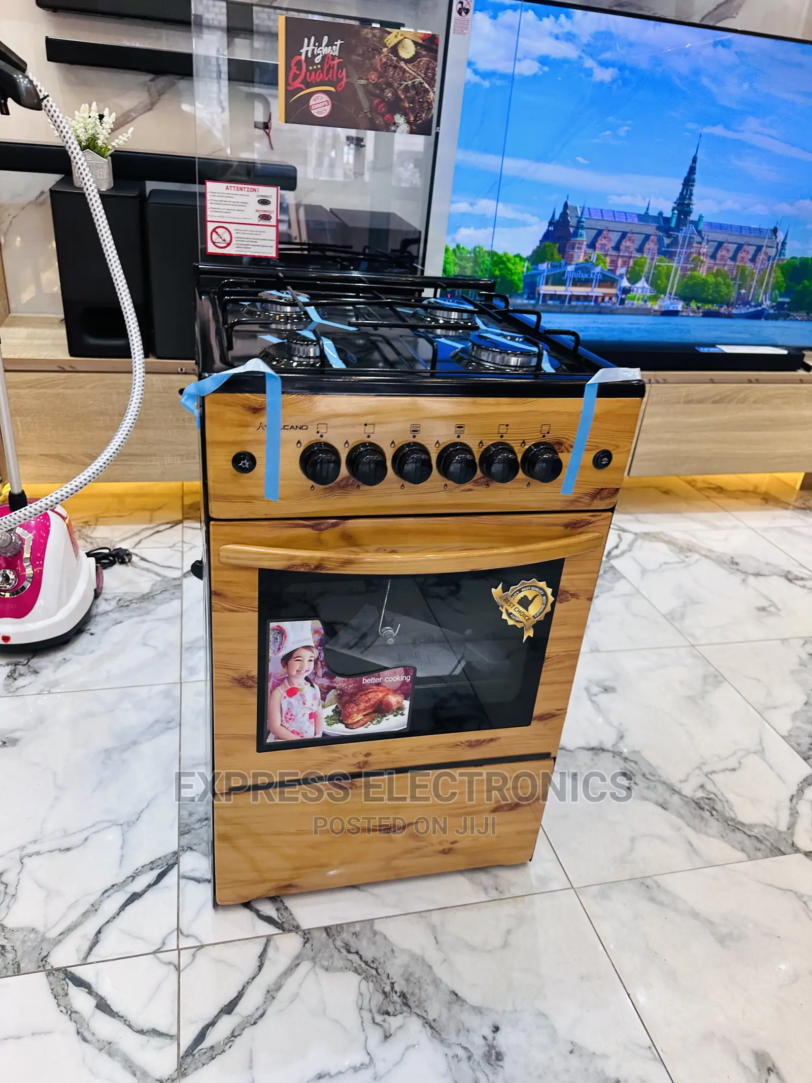 4burner Gas Cooker Oven Rotisserie Chicken 50/50 Wooden