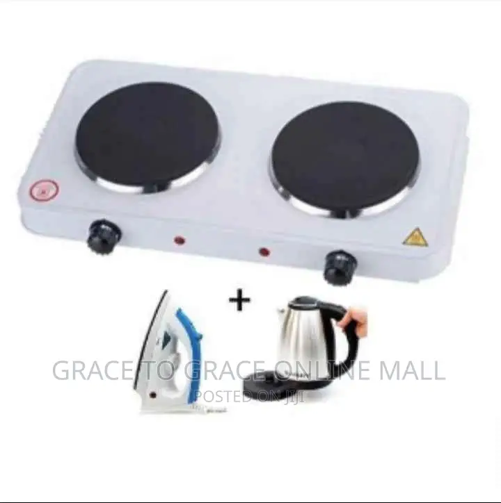 Hot Plate Burner, Iron and Kettle