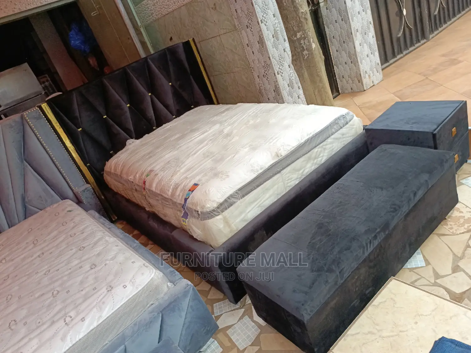 Solid Double Bed With Matttess, Aotoman and Drawer