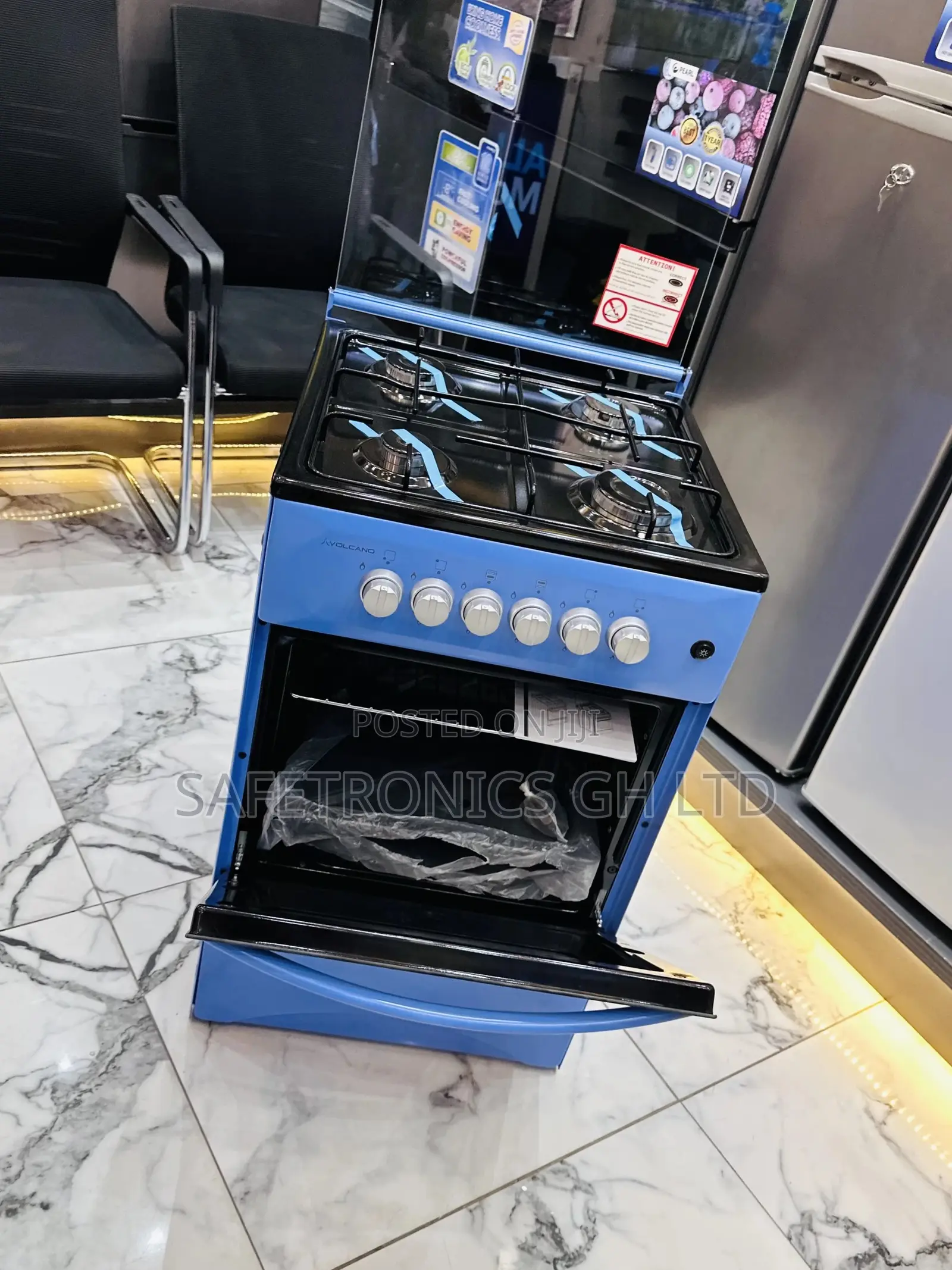 Blue Volcano 4 Gas Oven With Grill Burner Cooker Light