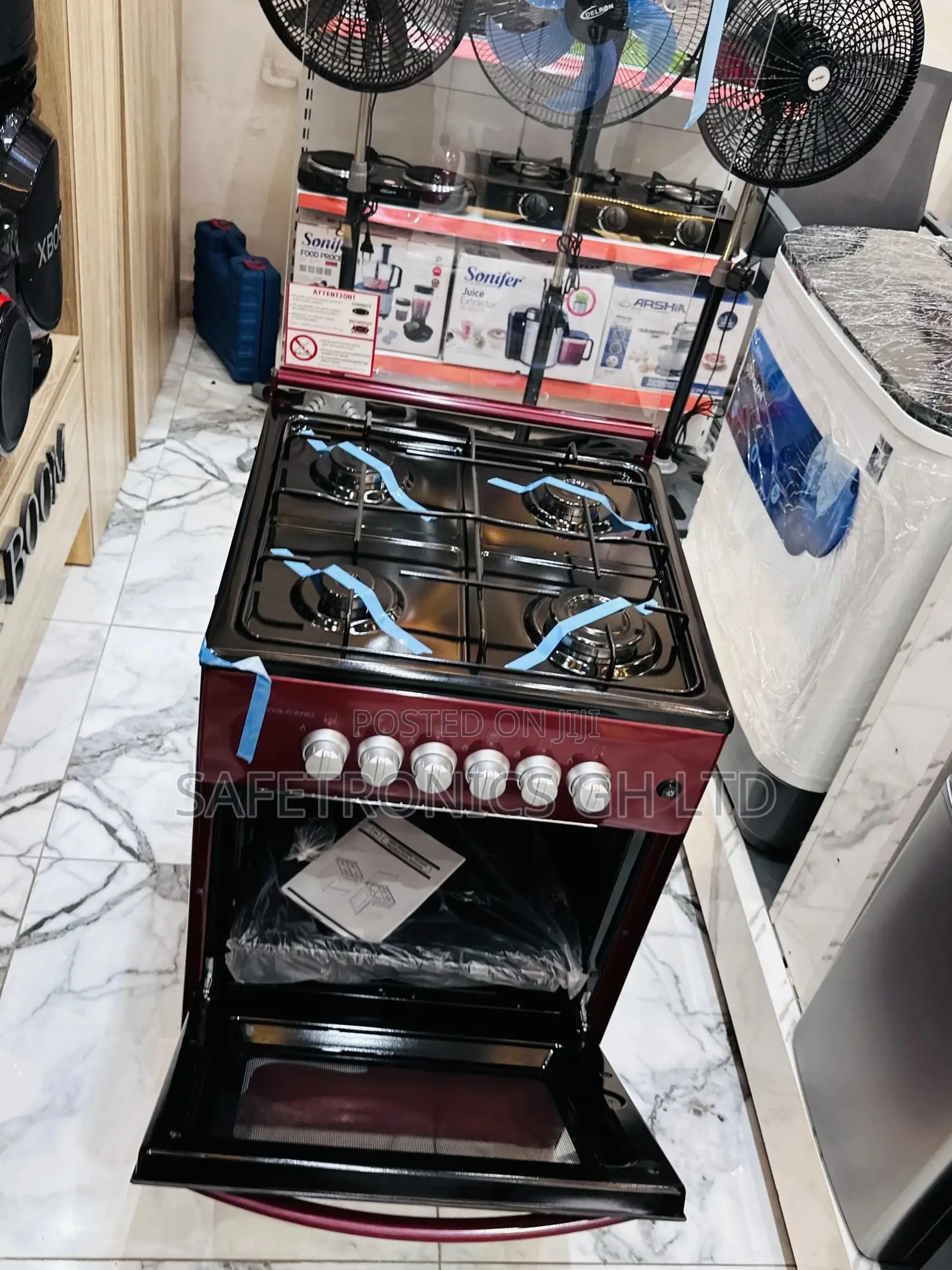50x50 Volcano Red 4 Gas Burner Oven With Grill Burner