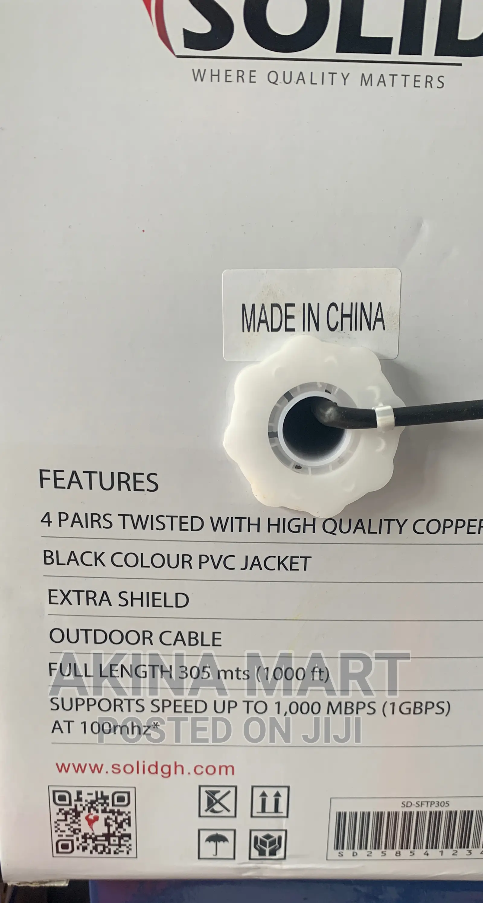 Solid SFTP Cat6 Cable 305m
