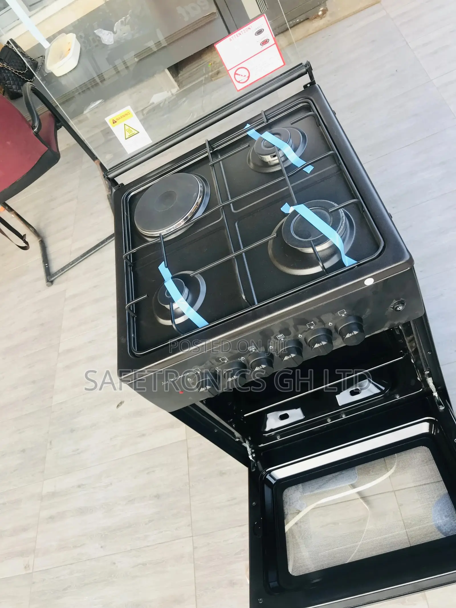 3 Gas 1 Electric Black Oven With Grill Volcano 50x50