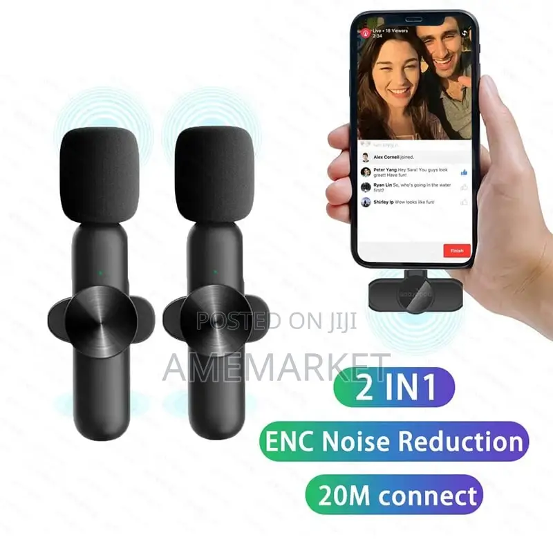 2in1 Double Wireless Microphone for iPhone Computer