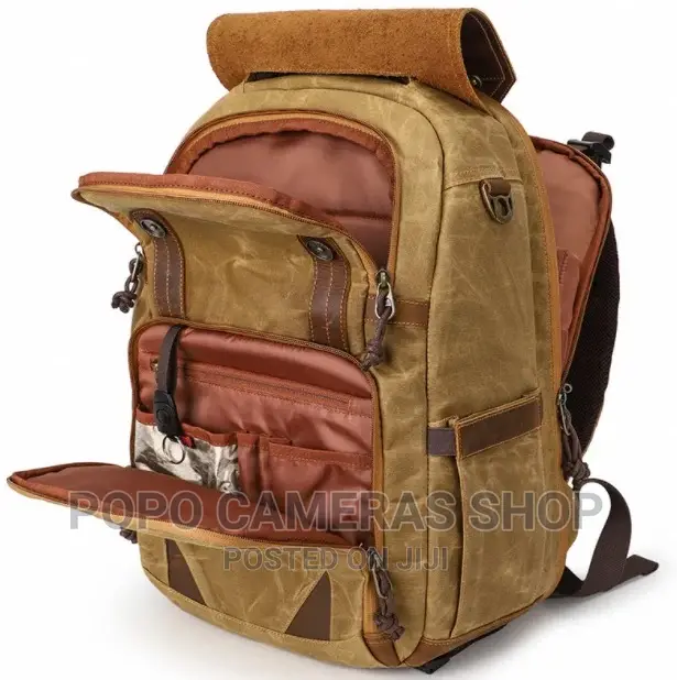 K-815 Leather And Canvas Camera Backpack