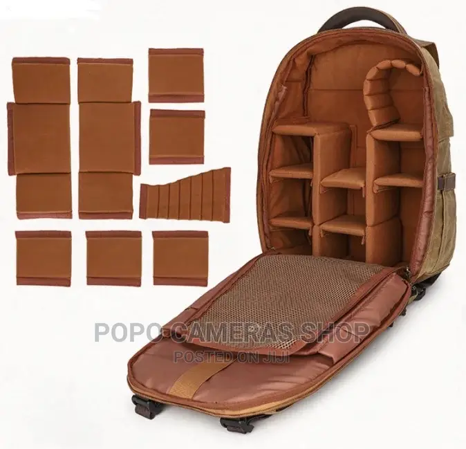 K-815 Leather And Canvas Camera Backpack