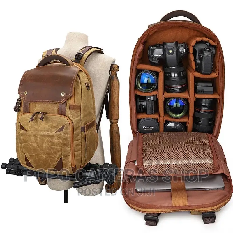 K-815 Leather And Canvas Camera Backpack