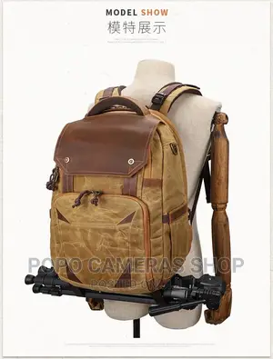 K-815 Leather And Canvas Camera Backpack