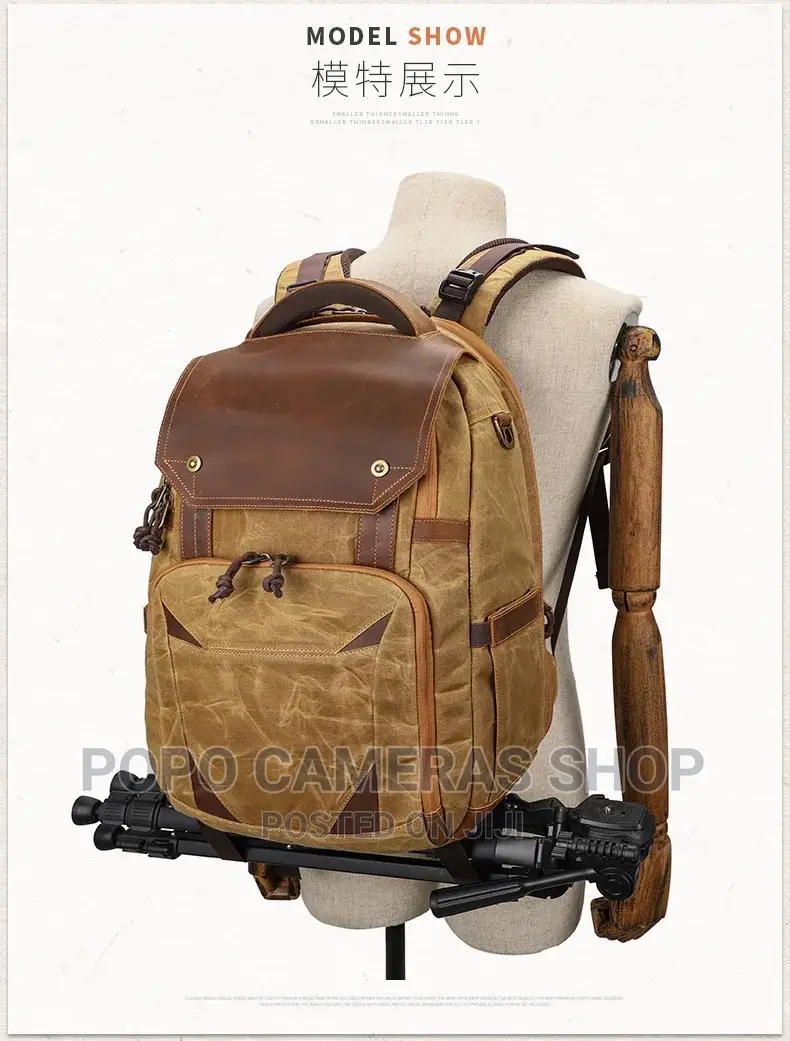 K-815 Leather And Canvas Camera Backpack