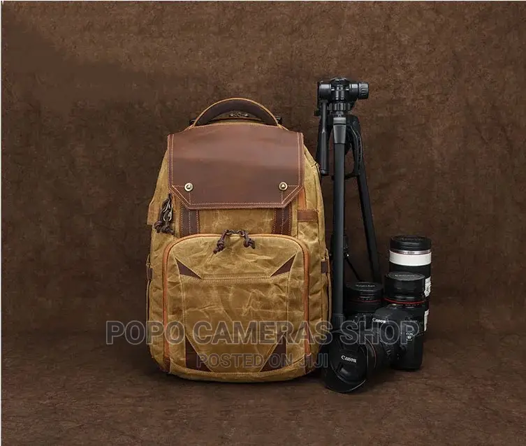 K-815 Leather And Canvas Camera Backpack