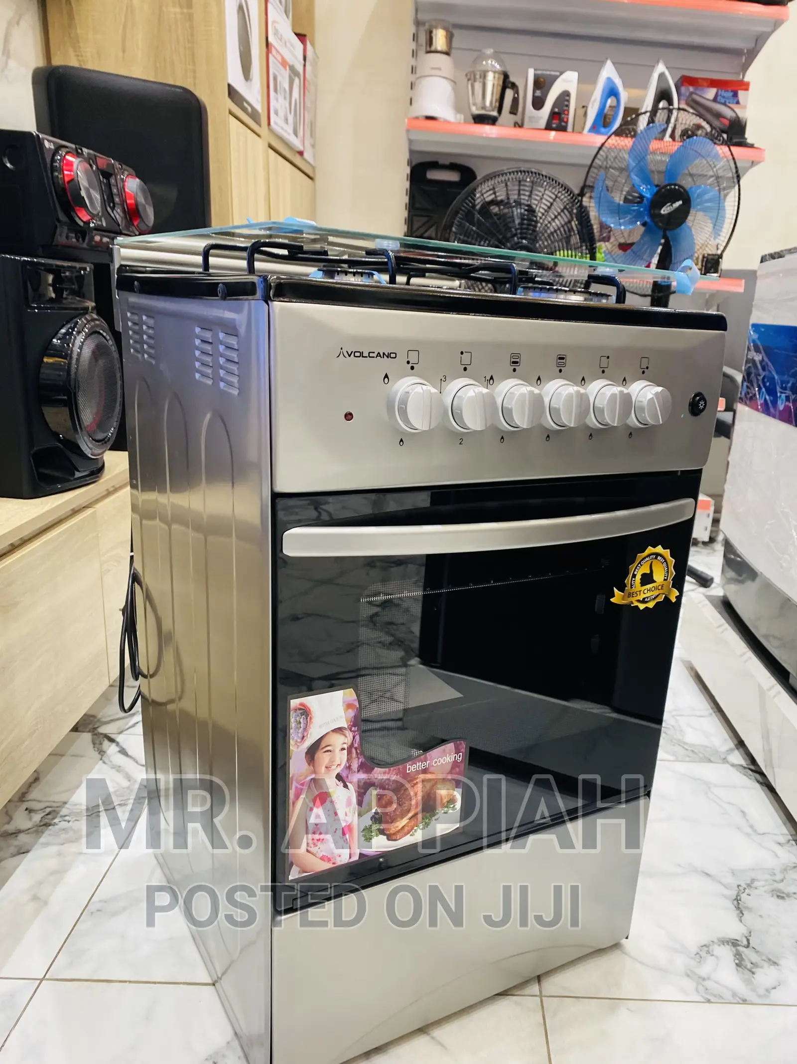 Brand  New Volcano 3 Gas Burner + 1 Electric Cooker(Gray).