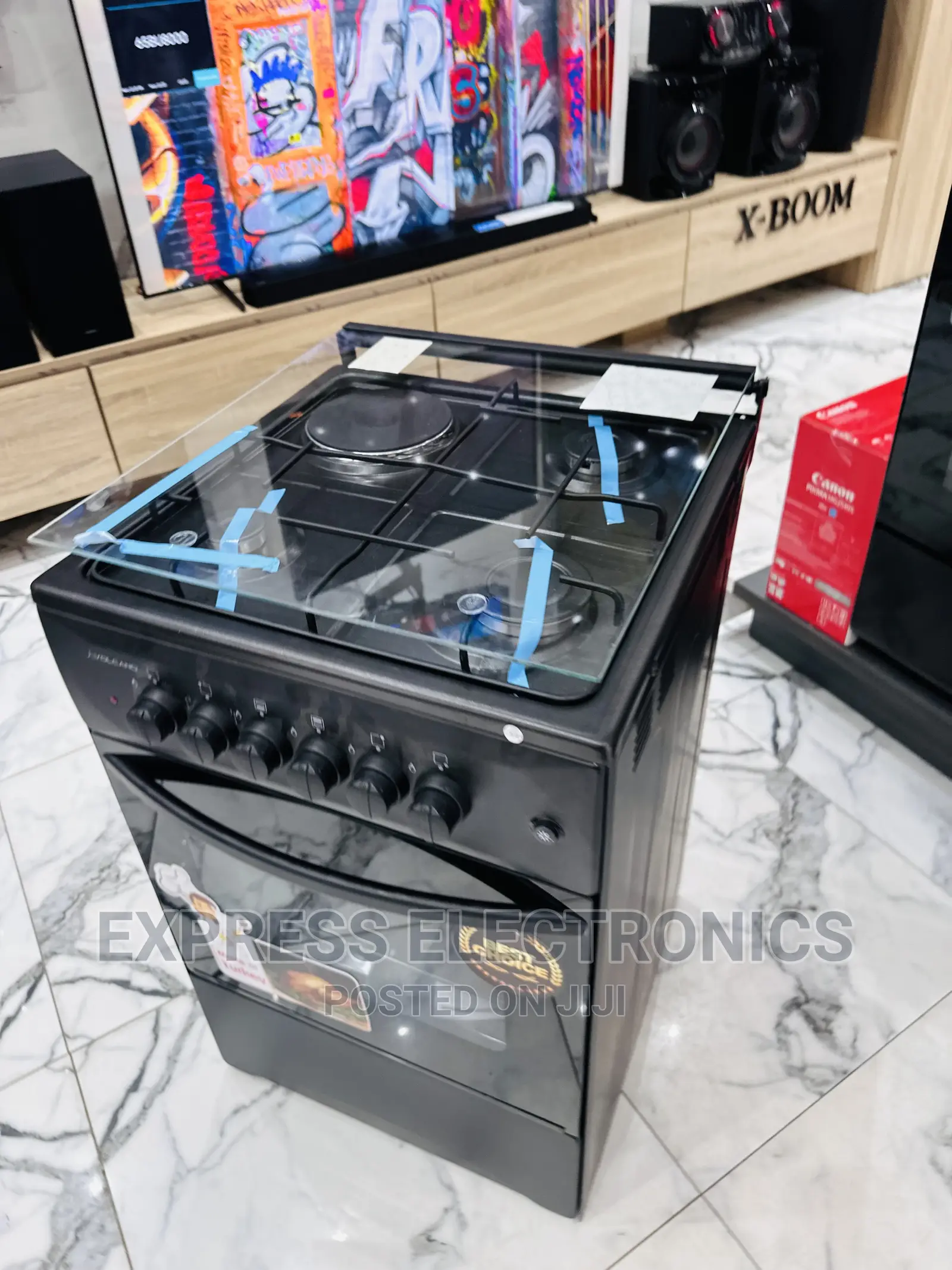 Black Coated Paint 3-1 Gas and Electric Cooker Oven Grill