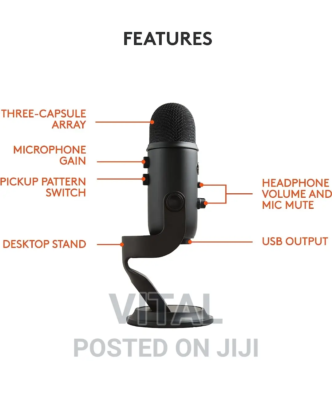 Blue Yeti USB Mic for Studio and Live Streaming Gaming Etc