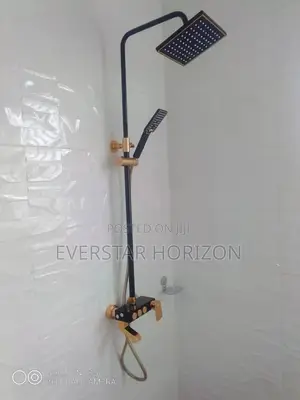 Black an Gold 3 in 1 Telephone Shower With Press Buttons
