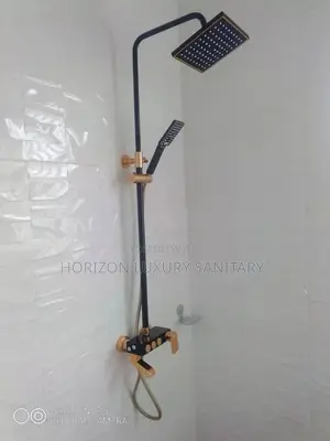 Black an Gold 3 in 1 Telephone Shower With Press Buttons