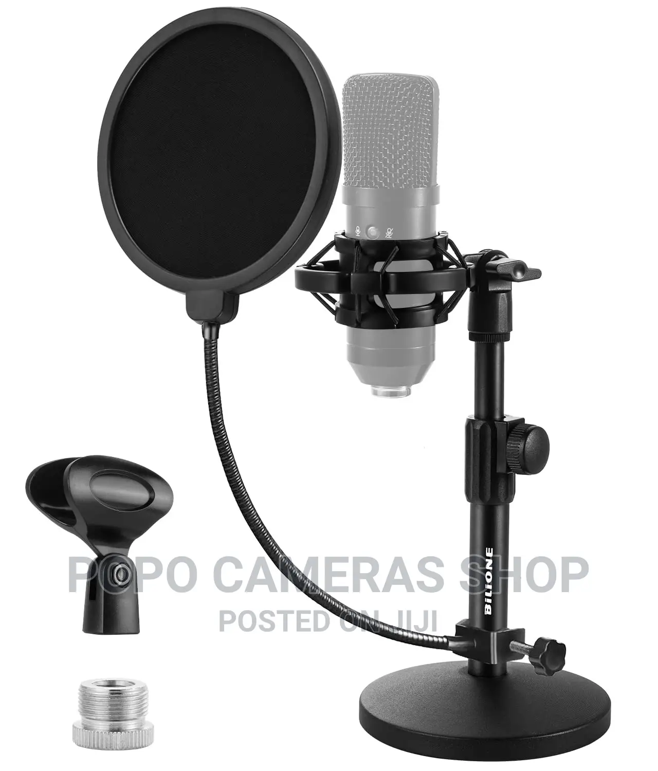 Dual Purpose Desktop Microphone Stand With Noise Filter