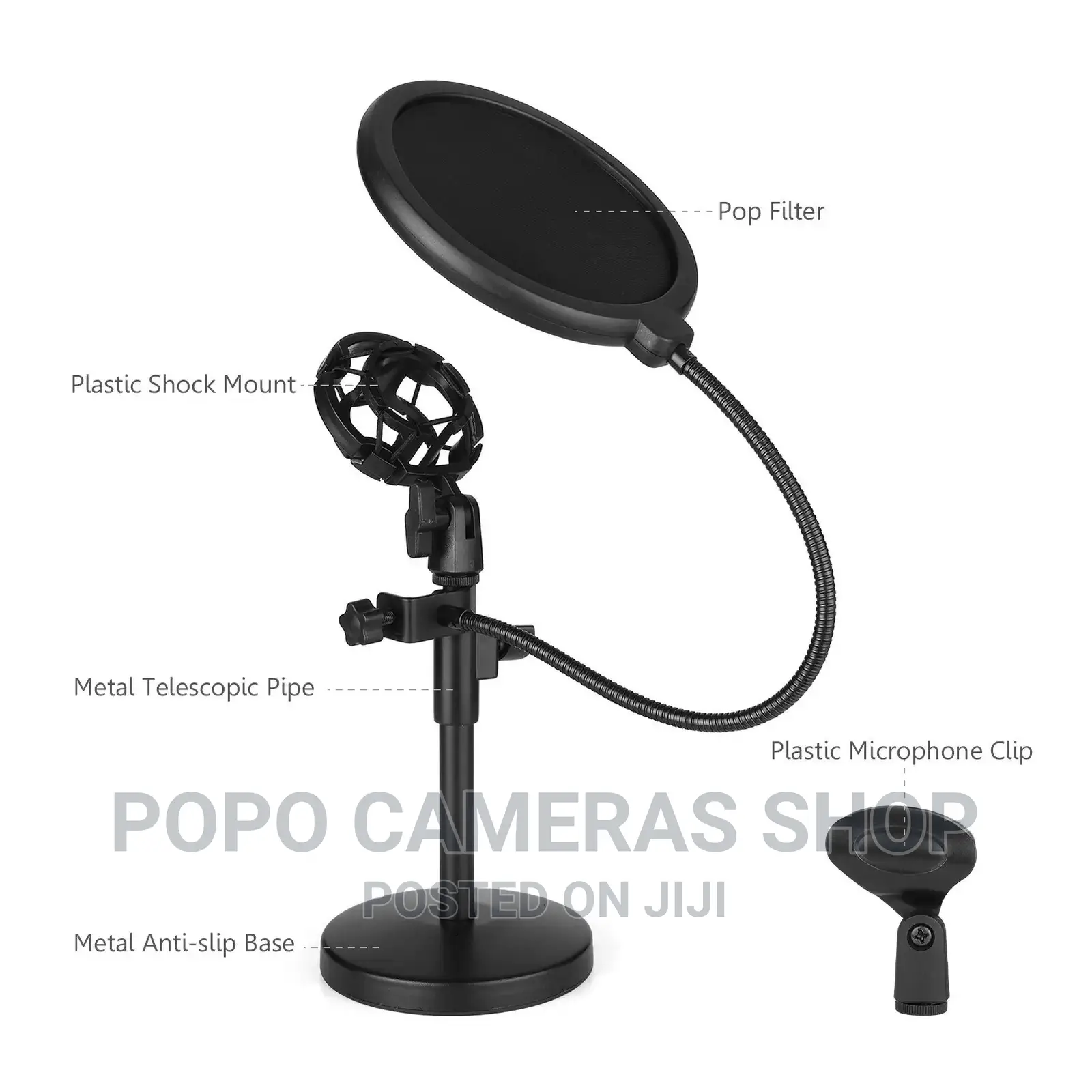 Dual Purpose Desktop Microphone Stand With Noise Filter