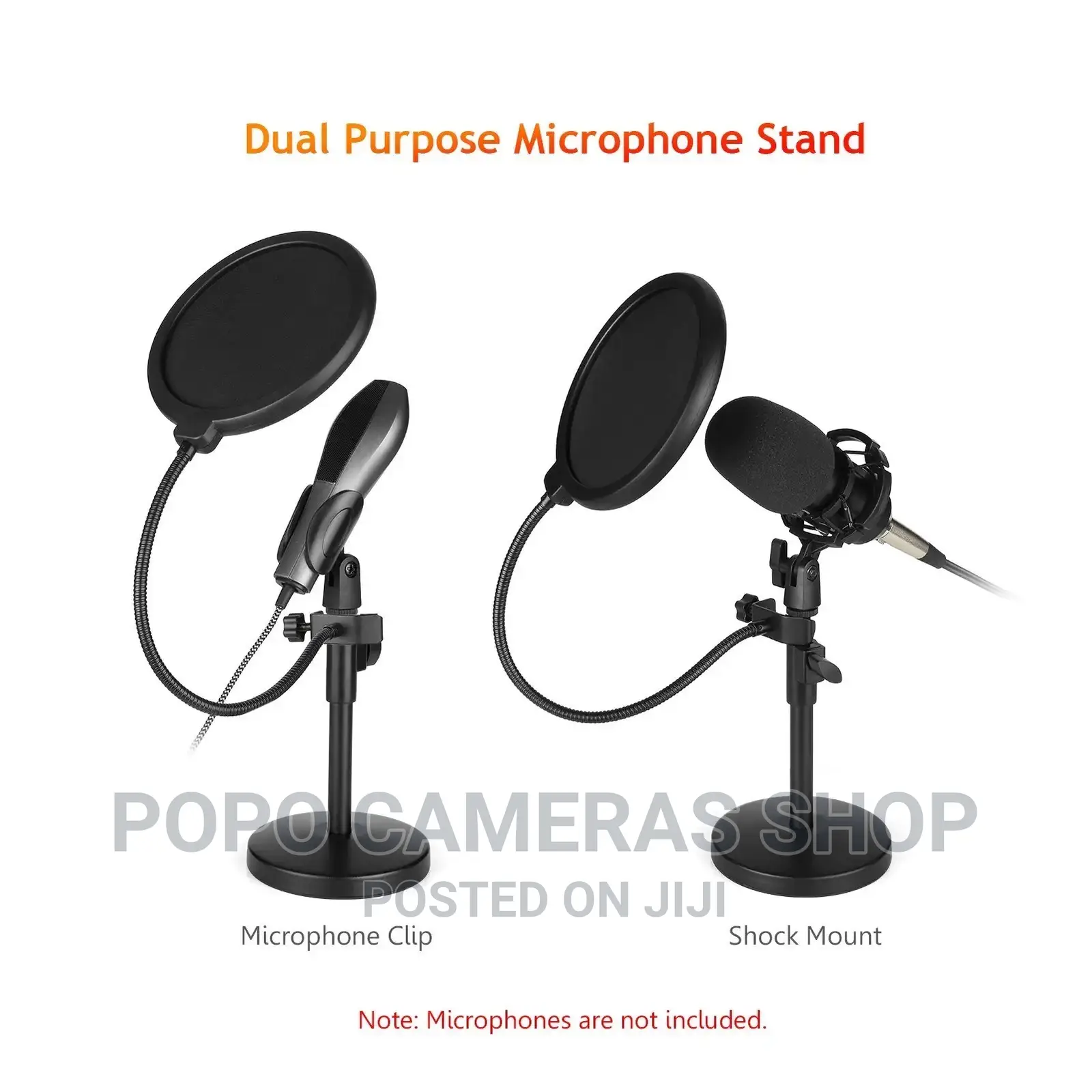 Dual Purpose Desktop Microphone Stand With Noise Filter